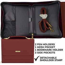 DEHITE Bible Bags for Women – Bible Carrying Case Large Size – Fits Book 9.7 x 7.4 x 1.9 in – Pen Slots – Zippered Pocket – Shoulder Strap – Premium PU Leather – Brown Purse Christian Gift