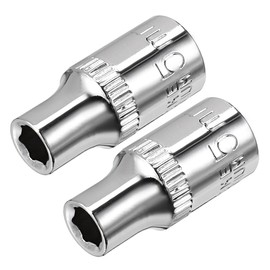 sourcingmap 2 Pcs 1/4-Inch Drive 5mm 6-Point Shallow Socket, Metric, Cr-V