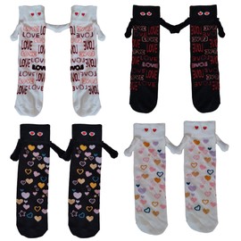 18th 21st 30th 40th 50th 60th 70th 80th Birthday Gifts with Card 4 Pairs Socks for Women Men Magnetic Holding Hands Socks Novelty Funny Couple Socks Valentines Day Gifts