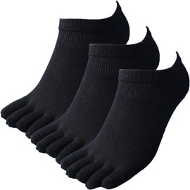 Hayashi (CS625) Men's Socks, Ultra Pure Cotton, Short, 5 Toes, Cotton for Smooth Fingertips, Black, 3 Pairs Set, Men's Socks, 9.8 - 10.6 inches (25 - 27 cm), Black