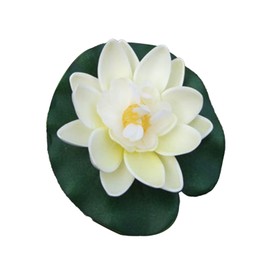 YuanHolumid 2Pcs Artificial Floating Foam Lotus Flowers White with Water Lily Pad Ornaments,for Patio Koi Pond Pool Aquarium Home Garden Wedding Party Holiday Decoration Water Gardens and Ponds