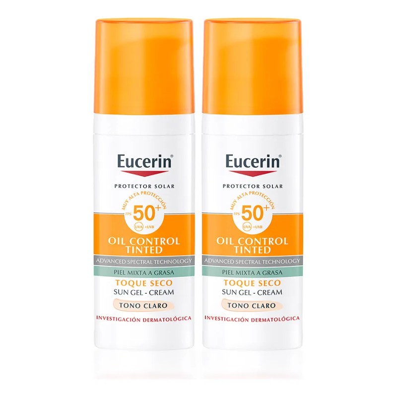 Eucerin Sun Toque Seco Color Claro Fps 50+ 50ml X2