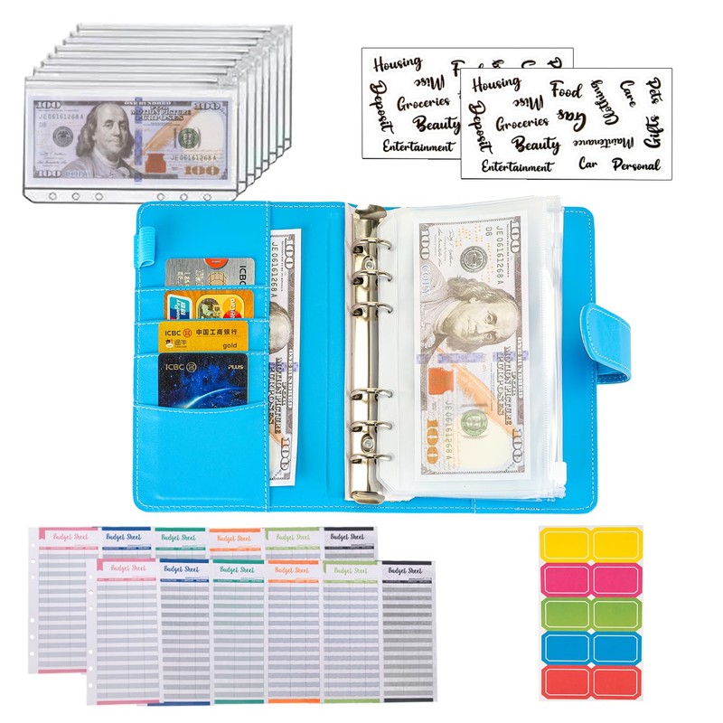 NICOOTHBudget Binder Cash Envelopes A6 Money Saving Binder with Zipper