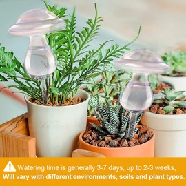 E-feilai Glass Plant Watering Bulbs for Gift, Mushroom Plant waterer, Colorful Watering Globes,Self Watering Spikes,Plant Watering Devices (2 mushrooms)