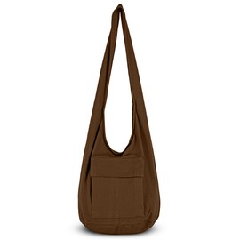 YOUR COZY Bags for Women Boho Purses Cotton Bag For Unisex (Brown Double Layer)