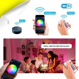 Arotelicht Arote LED Controller WIFI RGB 4Pin Wlan Smart Led Strip wifi Kontroller mit 24 Tasten IR Fernbedienung fr 5050, 3528 RGB 4Pin Stripe Streifen, Sound Aktiviert,16 Mio Farben, 20 Dynamische Modi