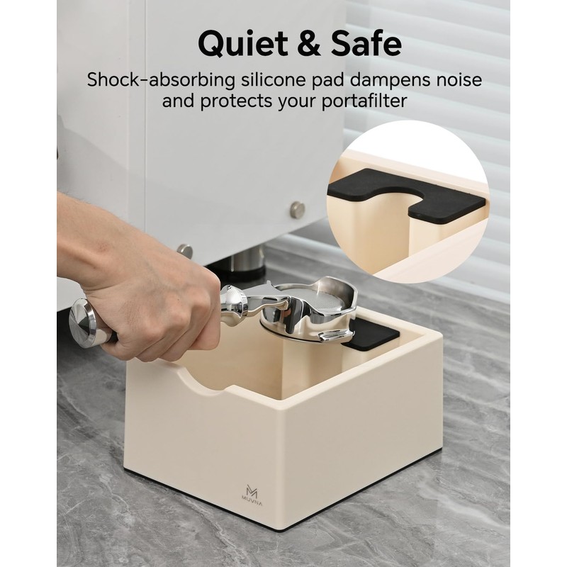 Espresso Knock Box, Durable ABS Coffee Grounds Dump Bin, Anti-Slip