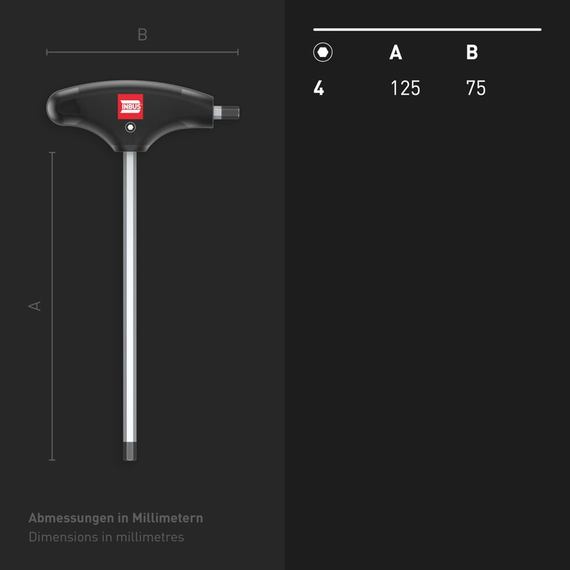 INBUS® 70075 T-Handle Screwdriver 4 mm, with HybridTouch - Made