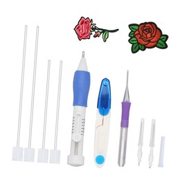 IWOWHERO 1 Set Embroidery Tools Set for DIY Crafts Complete Punch Embroidery Kit for Beginners with Scissors Needles and Colored Threads for Home Decoration