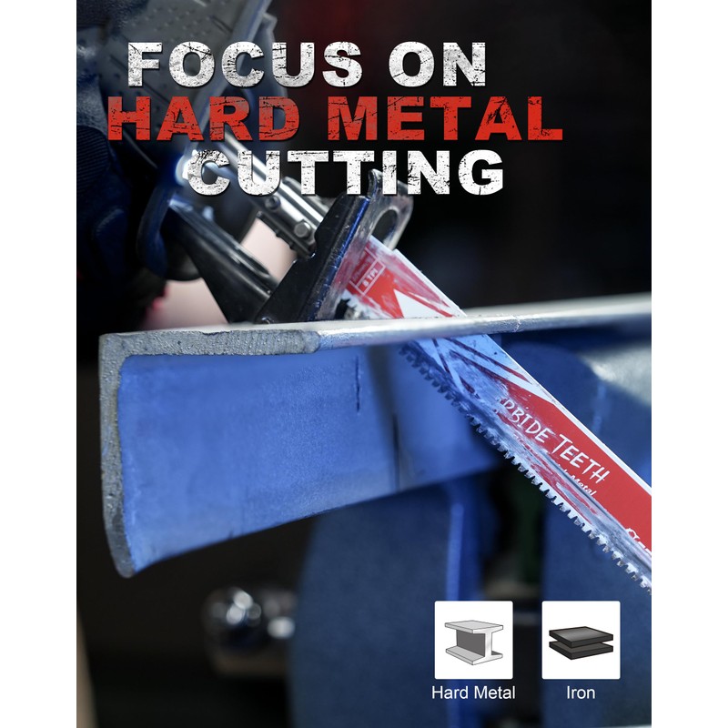 EZARC Carbide Reciprocating Saw Blade R978HM Endurance for Thick Metal,