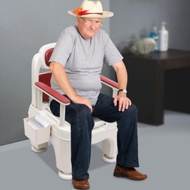 Bedside Toilet, Portable Toilet with Tissue Box and Garbage Bags,Height Adjustable Adult Potty Chair for Pregnant Women, Patients, Elderly People(Burgundy)