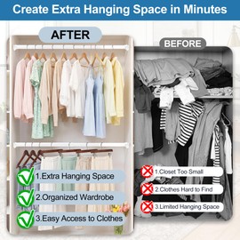 WARDENIX Adjustable Closet Rod for Hanging Clothes, 17-28inch Heavy Duty Metal tension clothes rod，1.3Inches Closet Pole with Hardware Kit for Closet Organization Laundry Room RV, White
