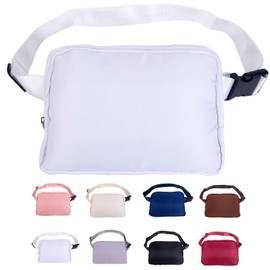 Women's Waist Bag with Adjustable Straps,Crossbody Running Belt Bag, Hands-Free Pack Gifts for Travel Outdoors Workout Cycling Hiking to Girls Women Men Unisex - White