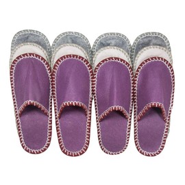 Lindong Christmas Felt Guest Slippers Set of 6 Felt Slippers with Non-Slip Sole Unisex Size 38/44 Suitable for Many Guests - Grey -