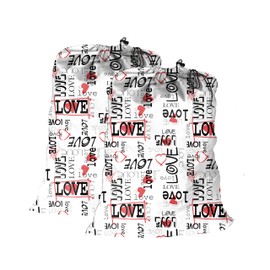 Maishijie 2 x Heavy Duty Cotton Linen Laundry Bags (Love)