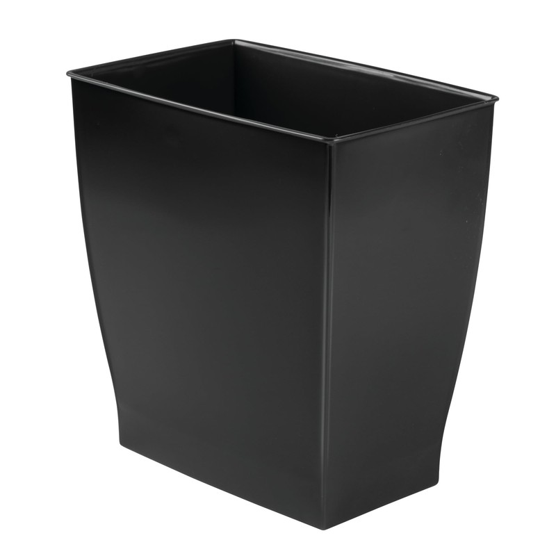 iDesign Small Plastic Bathroom Trash Can, Slim Rectangle Garbage Bin