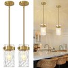 Brushed Gold Pendant Lights for Kitchen Island 4.72" Hammered Glass