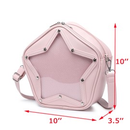 CHERRY SAUCE Kawaii Star PU Leather Ita Bag Y2k Shoulder Crossbody Bag Aesthetic Cute Pin Display