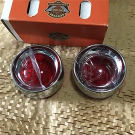 CRAZY METALMAN Bullet Turn Signal Trim Ring Kit w/ Red Lens Compatible For Harley CVO Metal Chrome