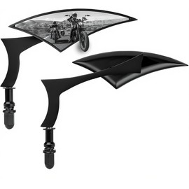 Motorcycle Mirrors for Handlebars - Black Adjustable Rear View Mirrors with 8mm10mm Screws Compatible With Harley Street Electra Glide Sportster 883 Road King Softail and More