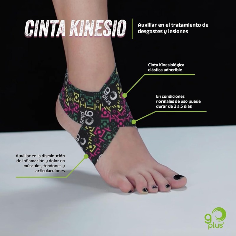 3 Pack Cinta Kinesiologica Negra 5 m Go Plus