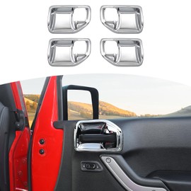 RT-TCZ for Jeep JK Inner Door Handle Cover Bowl Trim Fit for Jeep Wrangler JK JKU 2011-2017 4DR Chrome Interior Accessories 4pcs