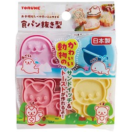 Torne P-3598 Pan Cutter Die, Sea and Forest Friends, Set of 4, Seal, Whale, Squirrel Bear, Made in Japan