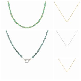 86 YORK Brand Classic Simple Green Stone Necklace Collarbone Metal Chain Necklace for Women Fashion JewelryColor: MEERAE17S