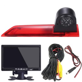HD Brake Light Rear View Backup Camera Set with 7 Inch LCD Monitor, Transporter Waterproof Night Vision Car Roof Reversing Camera Replacement for Ford Transit Custom 2012-2016