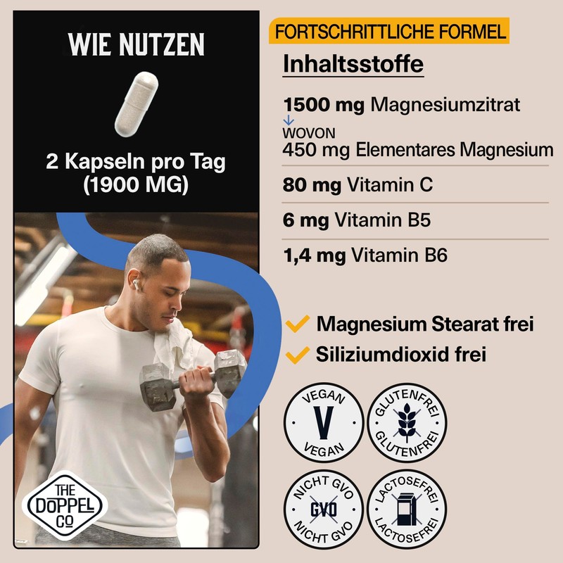 Magnesium Citrate, 1500 mg + Vitamin C, B6, B5 Daily