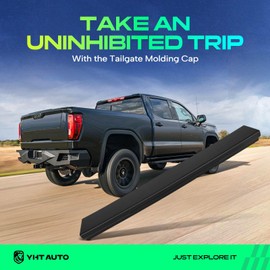 YHTAUTO Tailgate Molding Cap Fit for Ford F-250/F-350/F-450 Super Duty 2011-2016, with Flexible Step, with Hardware| Textured Black Rear Upper Side Tailgate Top Cap Protector Molding Trim Cover