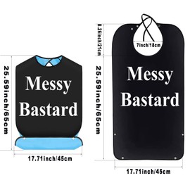 BWWKTOP Messy Bastard Adult Bibs With Crumb Catcher Adjustable Dining Clothing Protectors For Adults Elderly Men Women (Messy Bastard)
