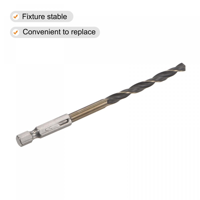 sourcing map 5 Pcs High Speed Steel Hex Shank Twist
