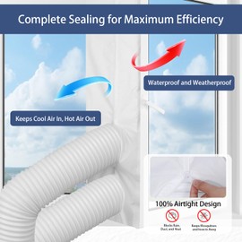 Cozary Window Seal for Mobile Air Conditioners - 3 m Waterproof and Tear Resistant for Single or Double Hose Appliances, Improves Cooling Performance, for Window Circumference up to 300 cm, White