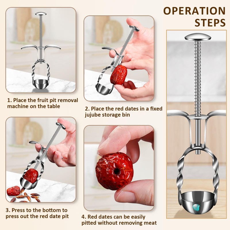 VolksRose Cherry Pitter Tool, Multi Stoner Fruit Remover with Stainless