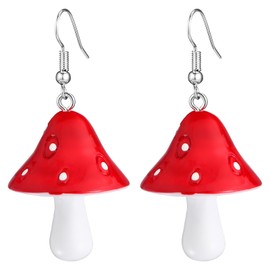 Holibanna Pendant Dangle Earrings Sweet Fresh Mushroom Drop Earrings Colourful Mushroom Charm Earrings Ear Pendant Women Jewellery for Women Girls, Plastic, Plastic