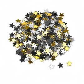 DOETYD Star Confetti Black and Gold, 30g Star Table Confetti 6mm Metallic Foil Stars Sequin for Birthday Wedding Party Decoration
