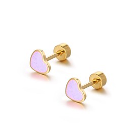 Tiny Love Heart Shaped Titanium Stud Earrings Hypoallergenic Colorful Sparkle Sequins Love Stainless Steel Cartilage Stud for Women Valentine's Day Jewelry Gift-Purple