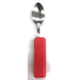 Katz Trimming / Trimming Shoppe NSF Super Easy Grip Adaptive Utensils Silverware,Red Tea Spoon- Non Slip Square Handles for Physical Impaired