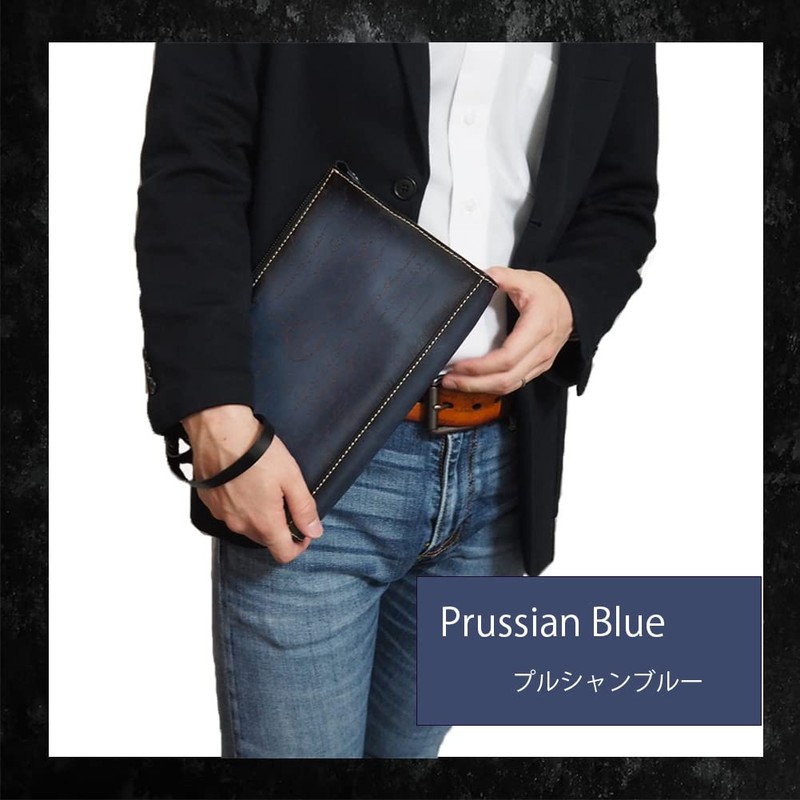 LUNICA Men's Clutch Bag, Second Bag, Genuine Leather, Wedding, Italian