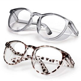 LeonDesigns Protective Glasses Anti-Fog Tactical Glasses with Side Shields Clear Safety Glasses with Anti-Scratch UV400 Protective Lens Safety Glasses Inner Glasses (Black + Brown Leopard)