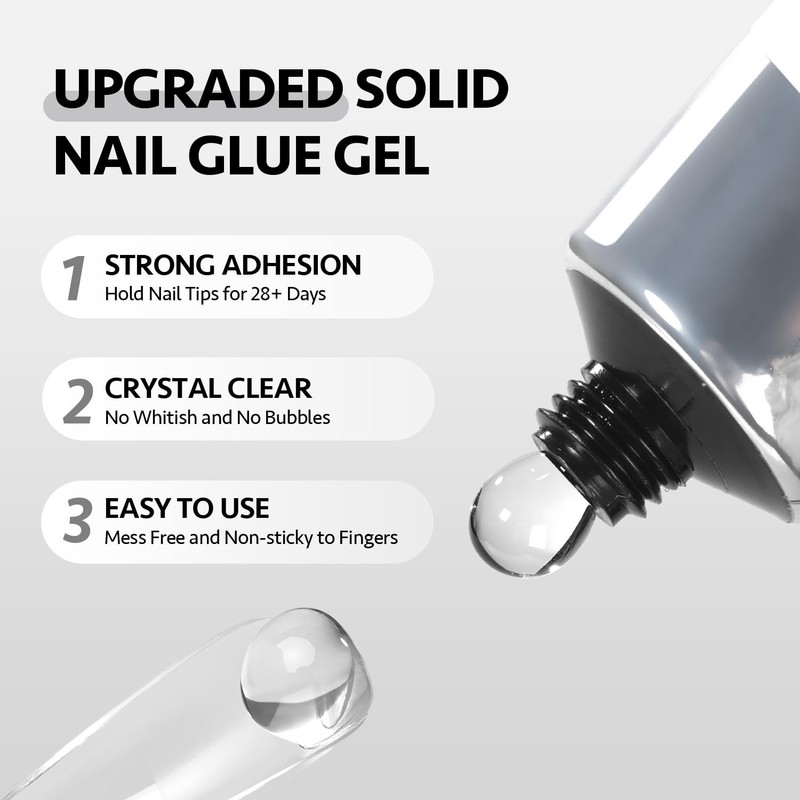 GAOY Solid Nail Glue Gel for Nail Tips, 30g Strong