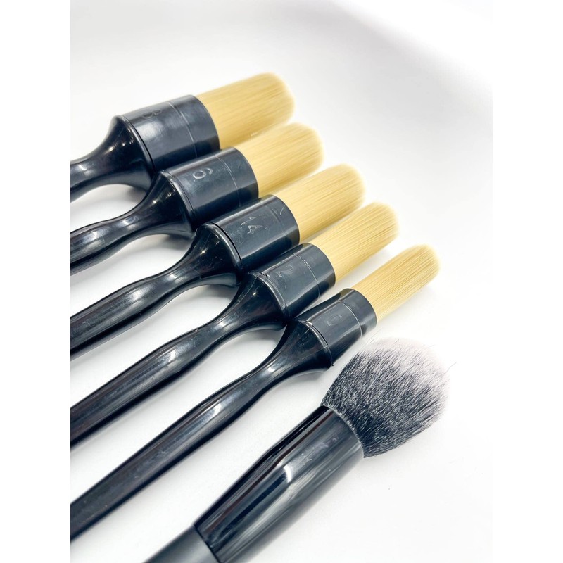 Car Detailing Brush Set, 6 Pack Natural Boars Hair Detailing