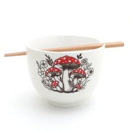 Mushroom Noodle bowl with chopsticks LennyMud by Lorrie Veasey