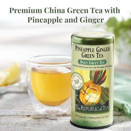 The Republic of Tea – Pineapple Ginger Daily Green Tea, 50 Tea Bag Tin