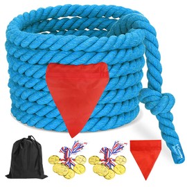 CWLAKON Tug of War Rope 20ft for Kids Adults, Outdoor Field Day Family Reunion Birthday Party Games, Outside Lawn Backyard Yard Carnival Camping Picnic Game for Team Building Activities