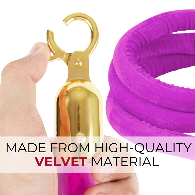 4 PCS Pink Purple Velvet Rope - 5 Ft Barrier