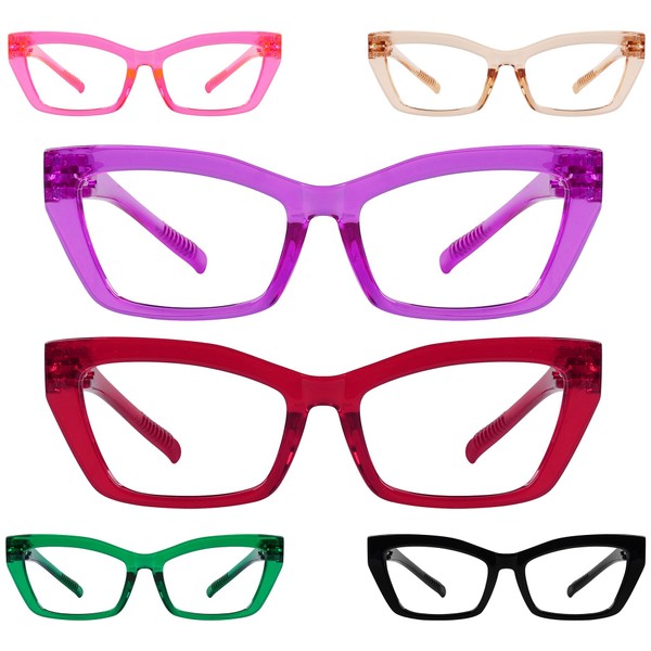 Gr8Sight 6 Pack Metalless & Screwless Spring Hinges Reading Glasses