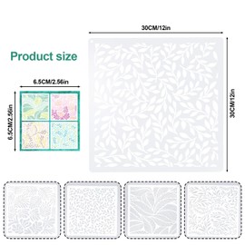 lasuroa 4pcs Leaf Stencils for Painting on Walls, 12 Inch Large Reusable Wall Stencil Set with Nature Tropical Plant Leaf & Botanical Designs for DIY Home Decor Furniture Canvas Wood Crafts