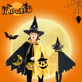 RidrificM8 2024 Halloween Decoration, Halloween Cosplay, Witch, Children, Costume, Star, Wizard, Cloak Set, Costume, Outfit, Cosplay, Halloween, Stage Costume, Cute, Popular, Full of Atmosphere,
